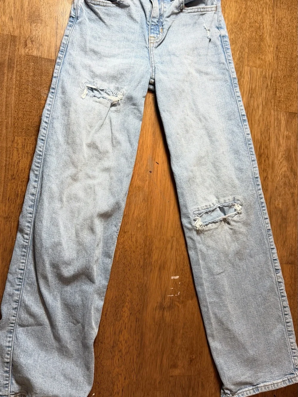 abercrombie kids Light Blue Denim High-Rise Wide Leg Jeans 9/10 long